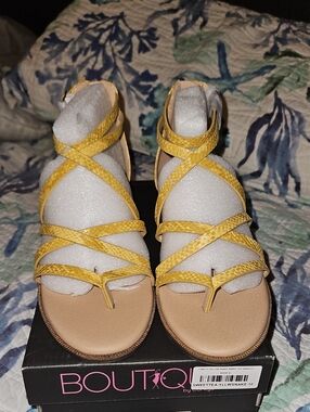 Boutique By Corkys Yellow Snake-Effect Strappy Sandals
